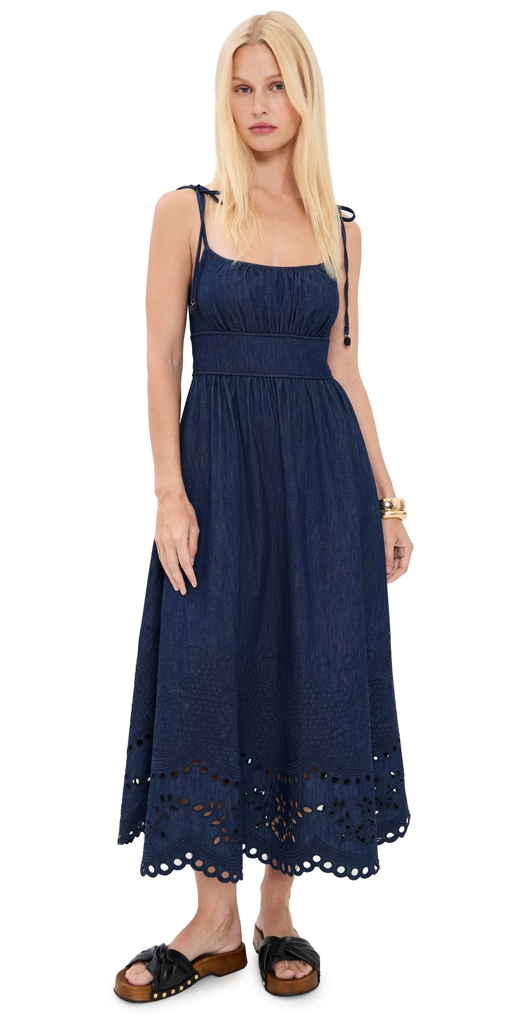 Zimmermann Mahon Broderie Denim Midi Dress Ink 2