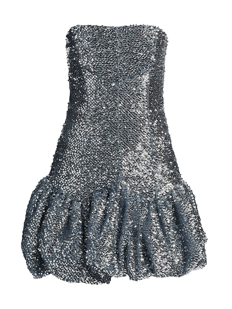 Women's Garance Sequin Bubble Hem Minidress - Argento - Size 4