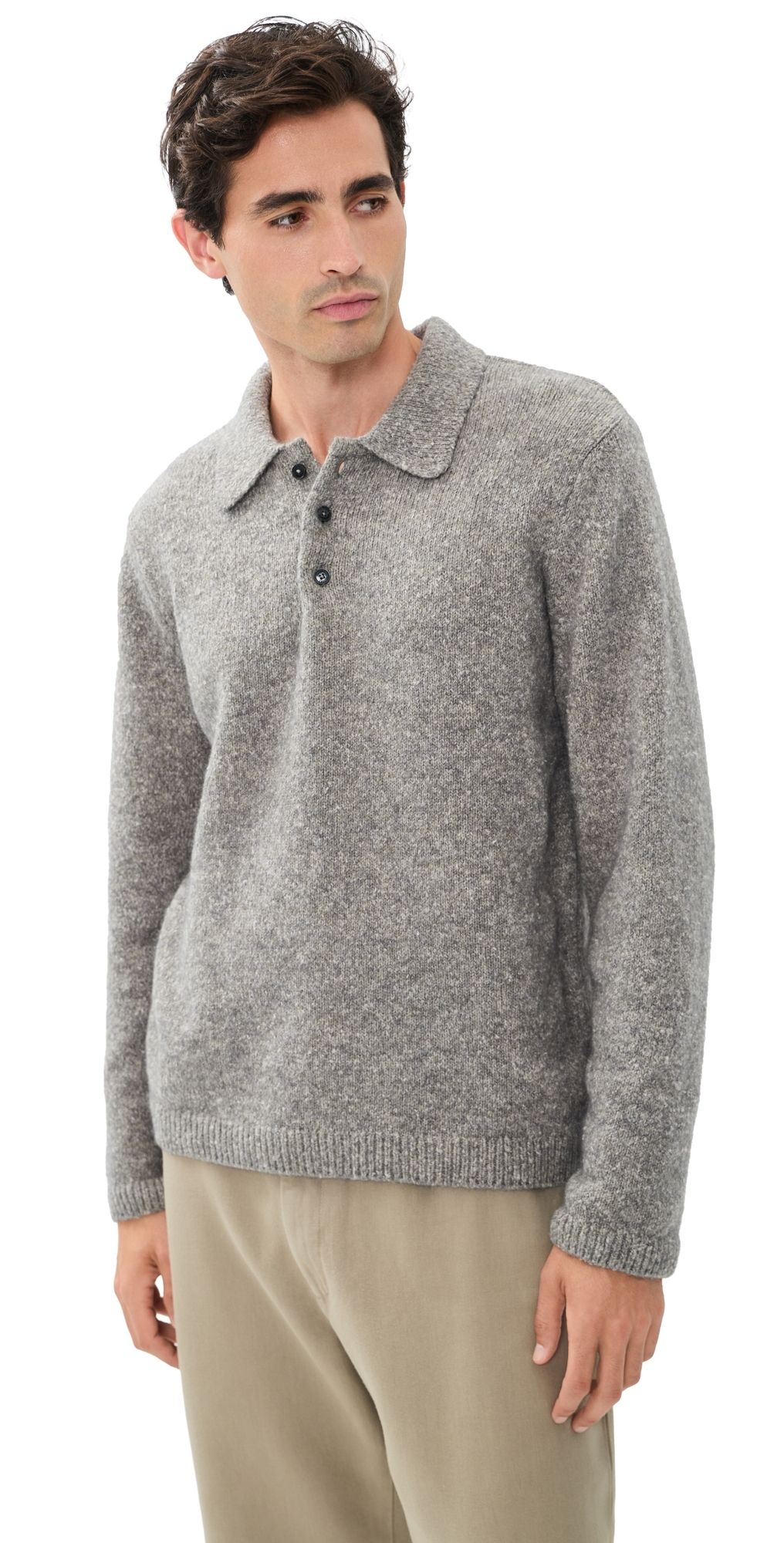 Closed Polo Sweater Dark Grey Melange M