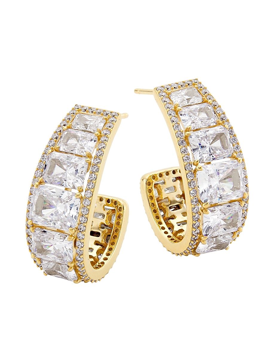 Women's Mesmerize 18K Gold-Plate & Cubic Zirconia Hoop Earrings - Gold Crystal