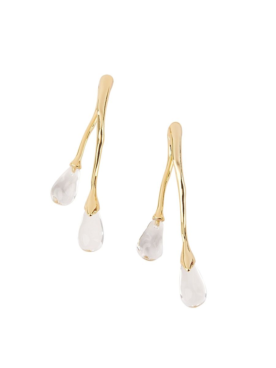 Women's 14K Gold-Plated & Lucite Front-Back Double-Drop Earrings - Gold