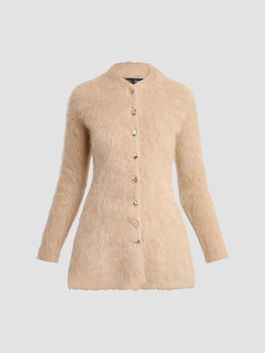 Proenza Schouler Women's Aniza Brushed Mohair Cardigan - Oatmeal - Size XL