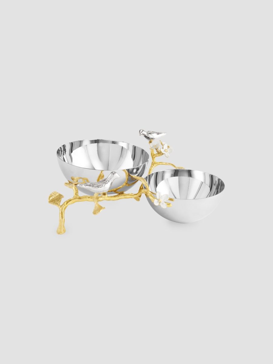 Michael Aram Lovebirds Silver & Gold Double Dish