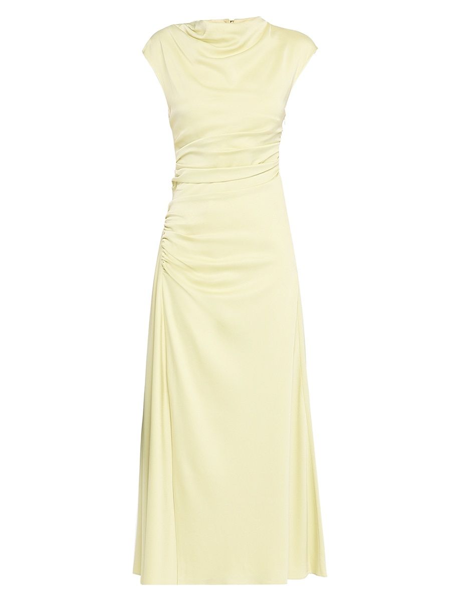Women's Burke Draped Satin Midi-Dress - Sun Glow - Size 0