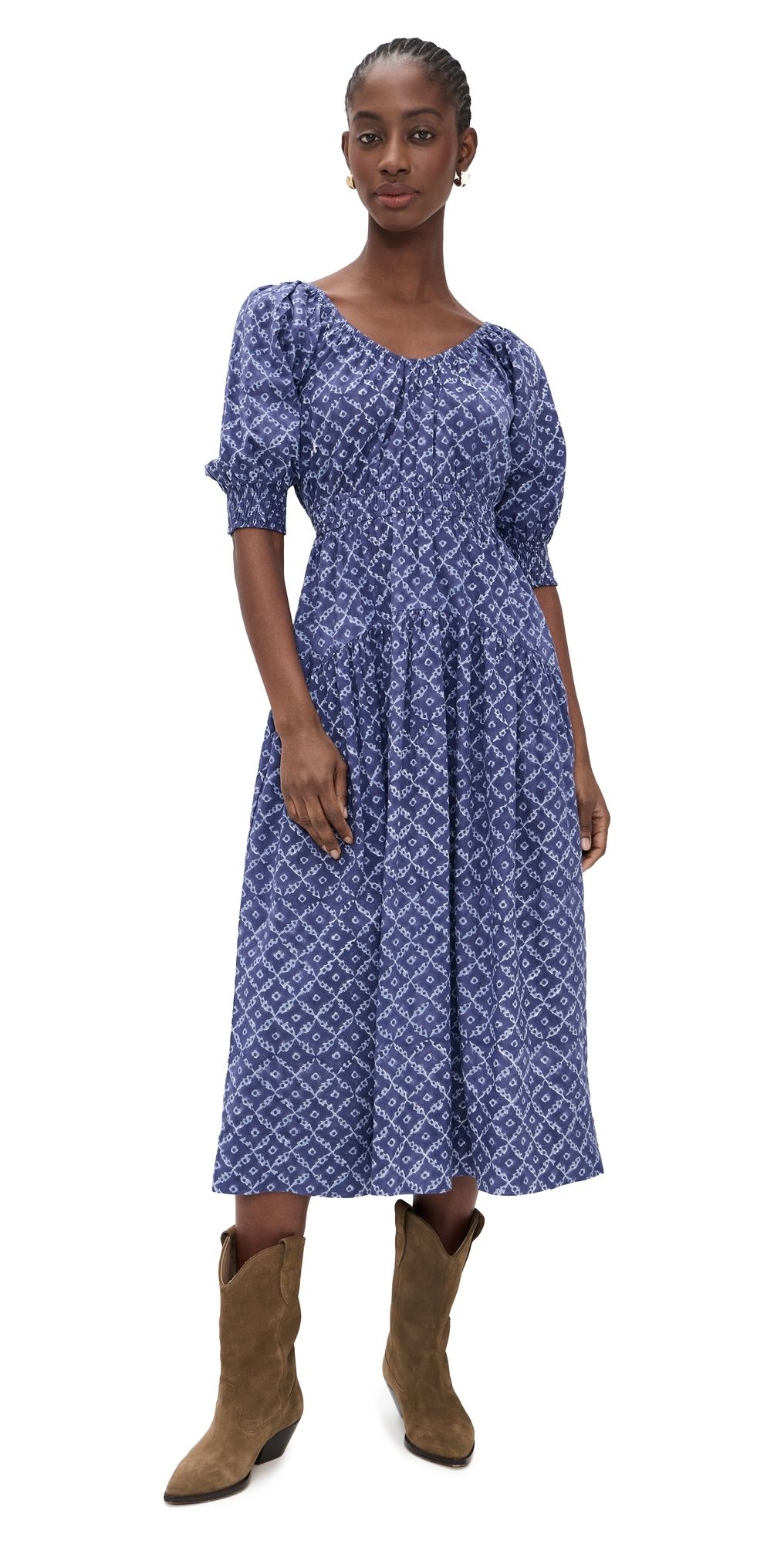 Marea Abby Dress Indigo Lattice XL