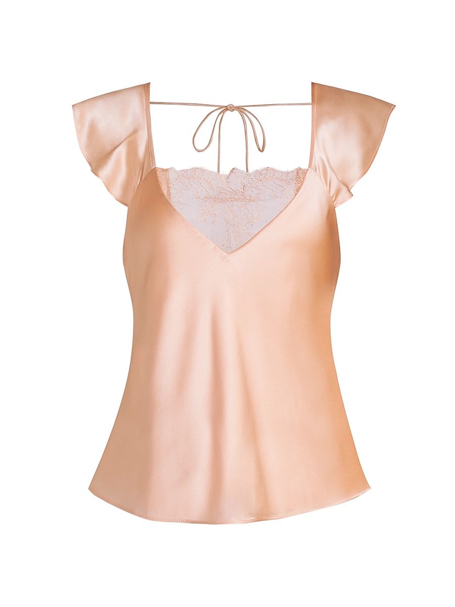 Women's Sinead Silk Charmeuse Blouse - Light Peach - Size Large