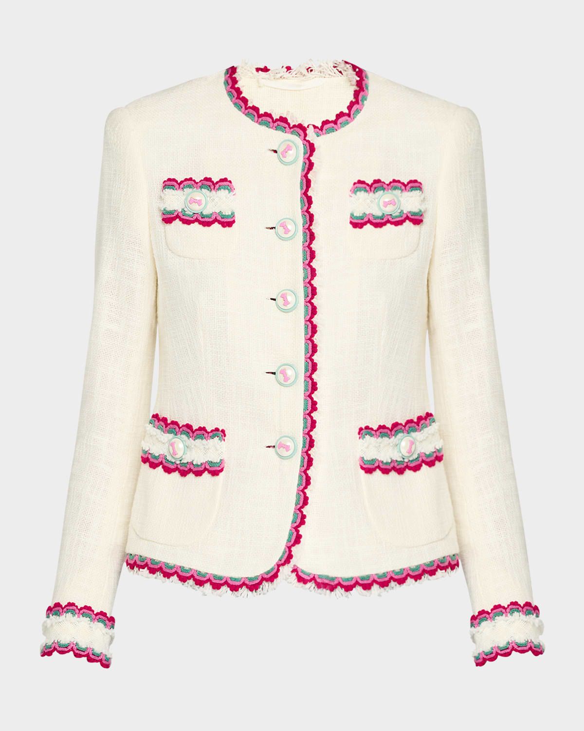 Ric Rac-Trim Cotton Button-Front Jacket