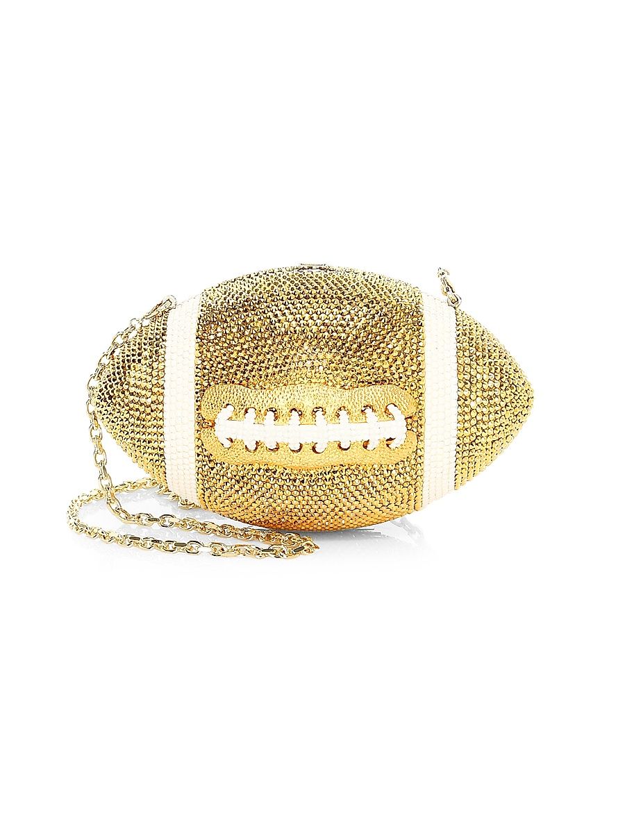 Women's Game Day Football Pigskin Crystal Clutch - Rose