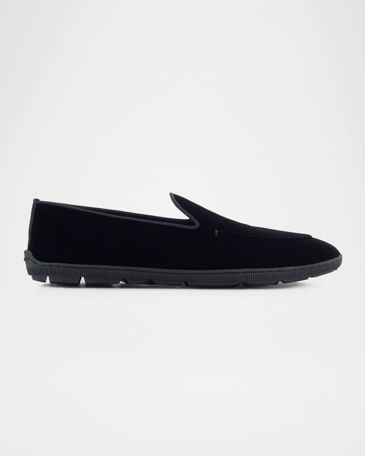 Men & apos;s Velvet Rubber-Sole Slipper Loafers