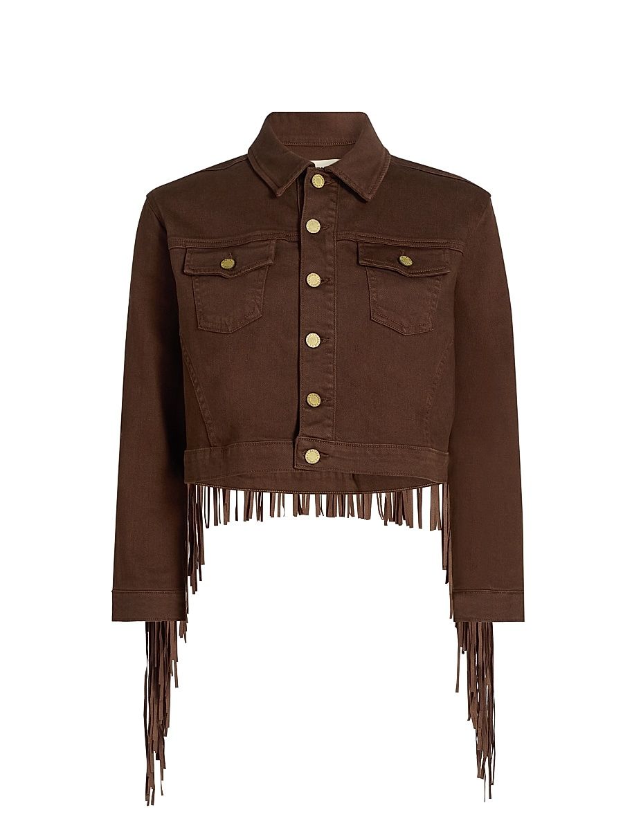 Women's Koda Crop Fringe Jacket - Brown - Size Large
