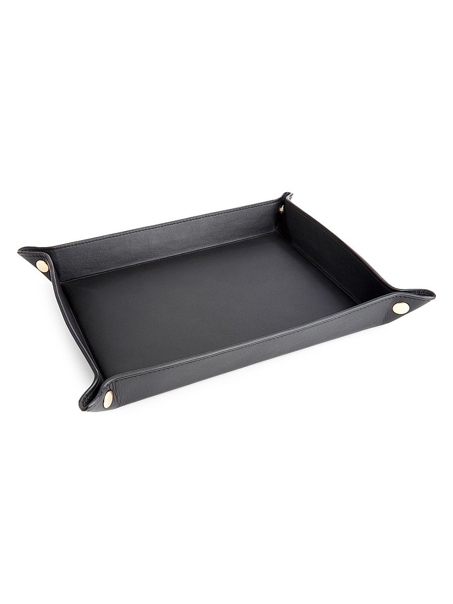Large Leather Catchall Valet Tray - Red