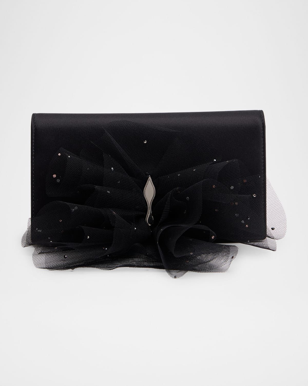 Bettina Tulle-Embellished Clutch Bag in Satin Crepe