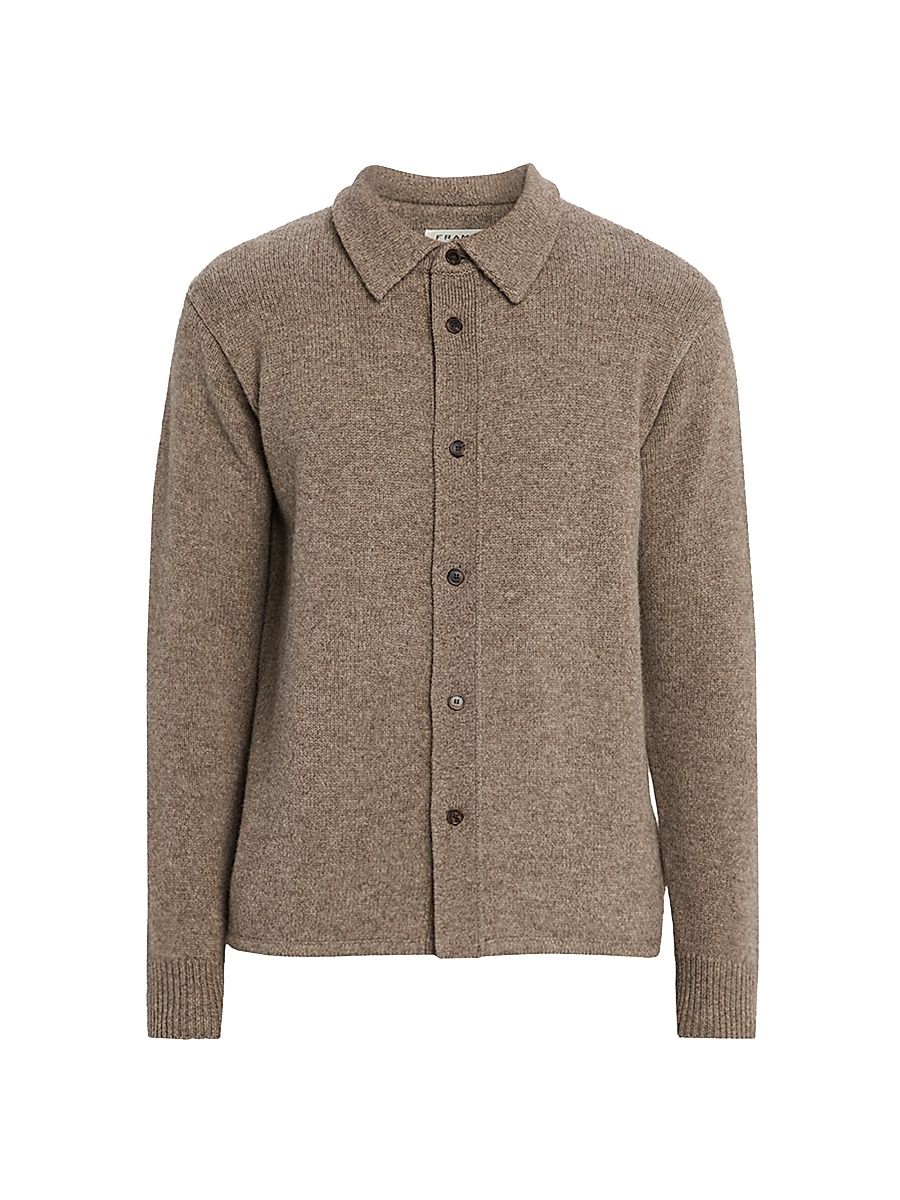 Men's Yak & Merino-Wool Long-Sleeve Shirt Sweater - Dark Taupe - Size XXL