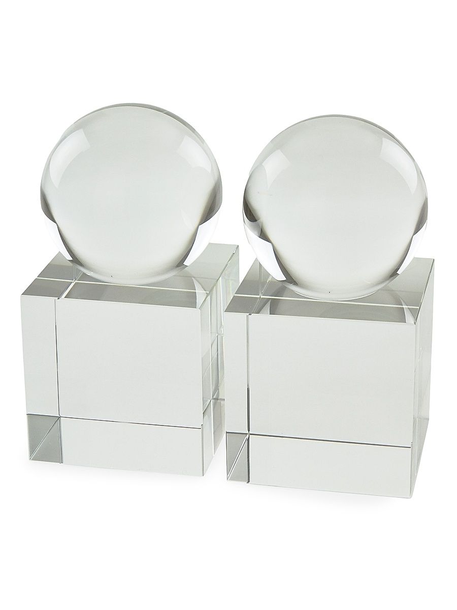 Clear Crystal Sphere Bookend Pair - Clear
