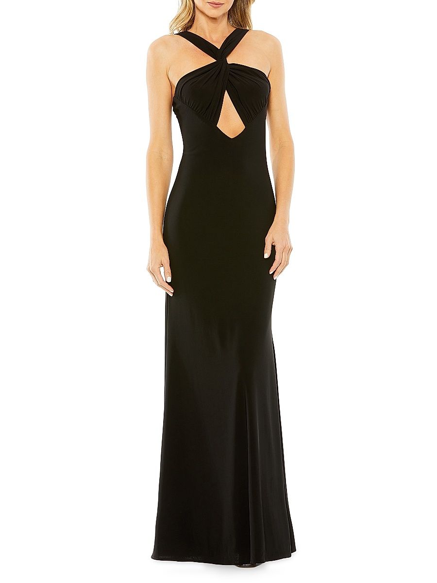 Women's Jersey Halterneck Gown - Black - Size 16