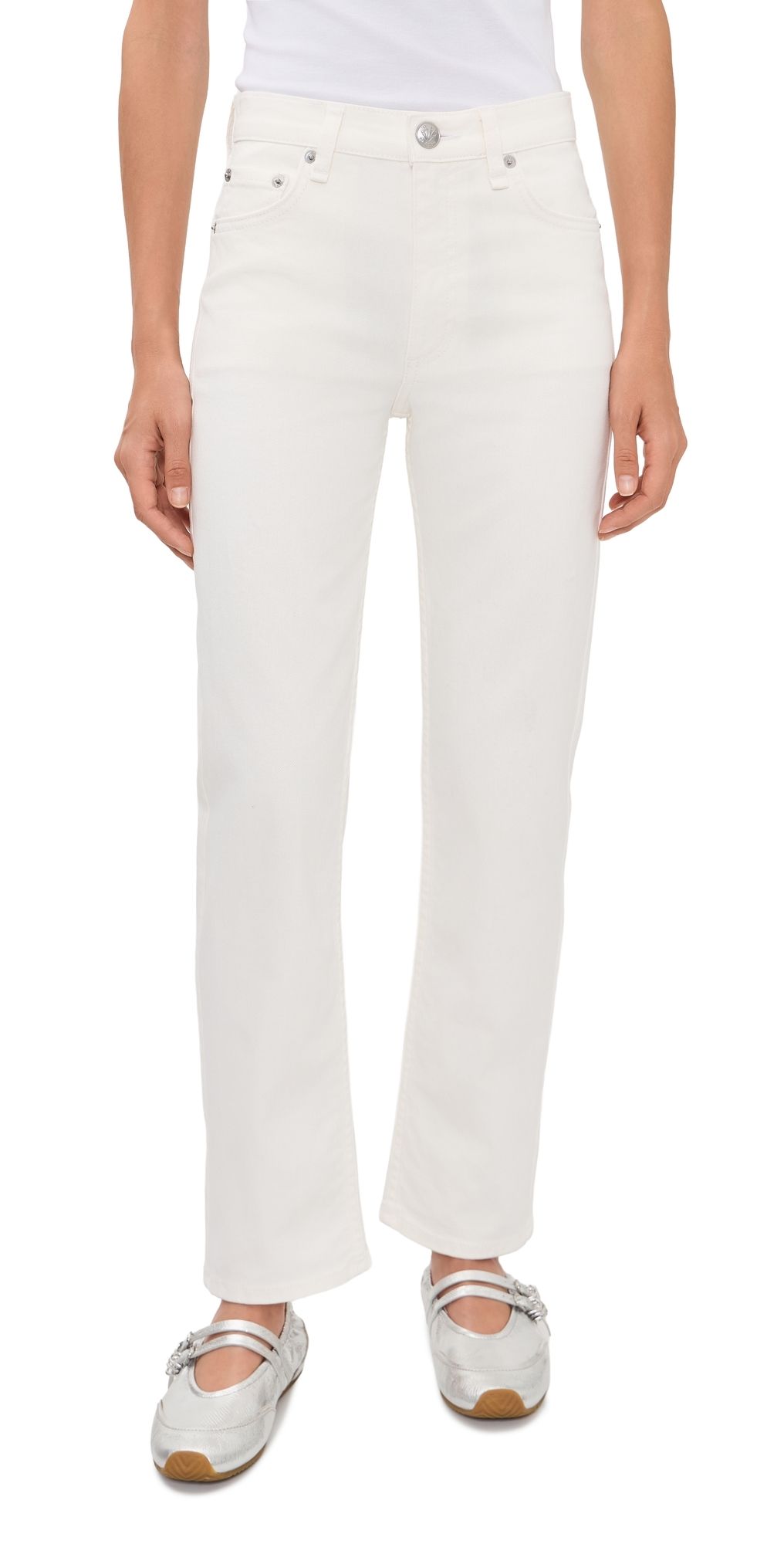 rag & bone Harlow Ankle Straight Jeans White 25