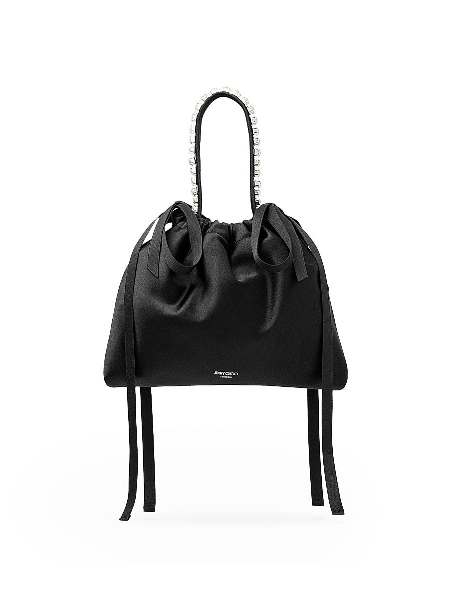 Women's Mini Embellished Satin Top Handle Bag - Black Silver