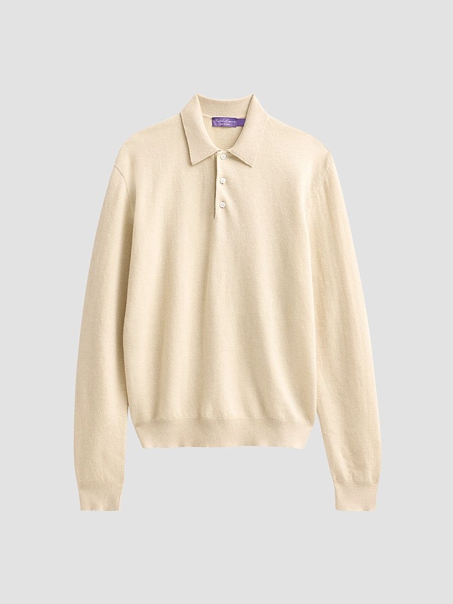 Men's Warm Weather Long-Sleeve Polo Shirt - Natural - Size XXL
