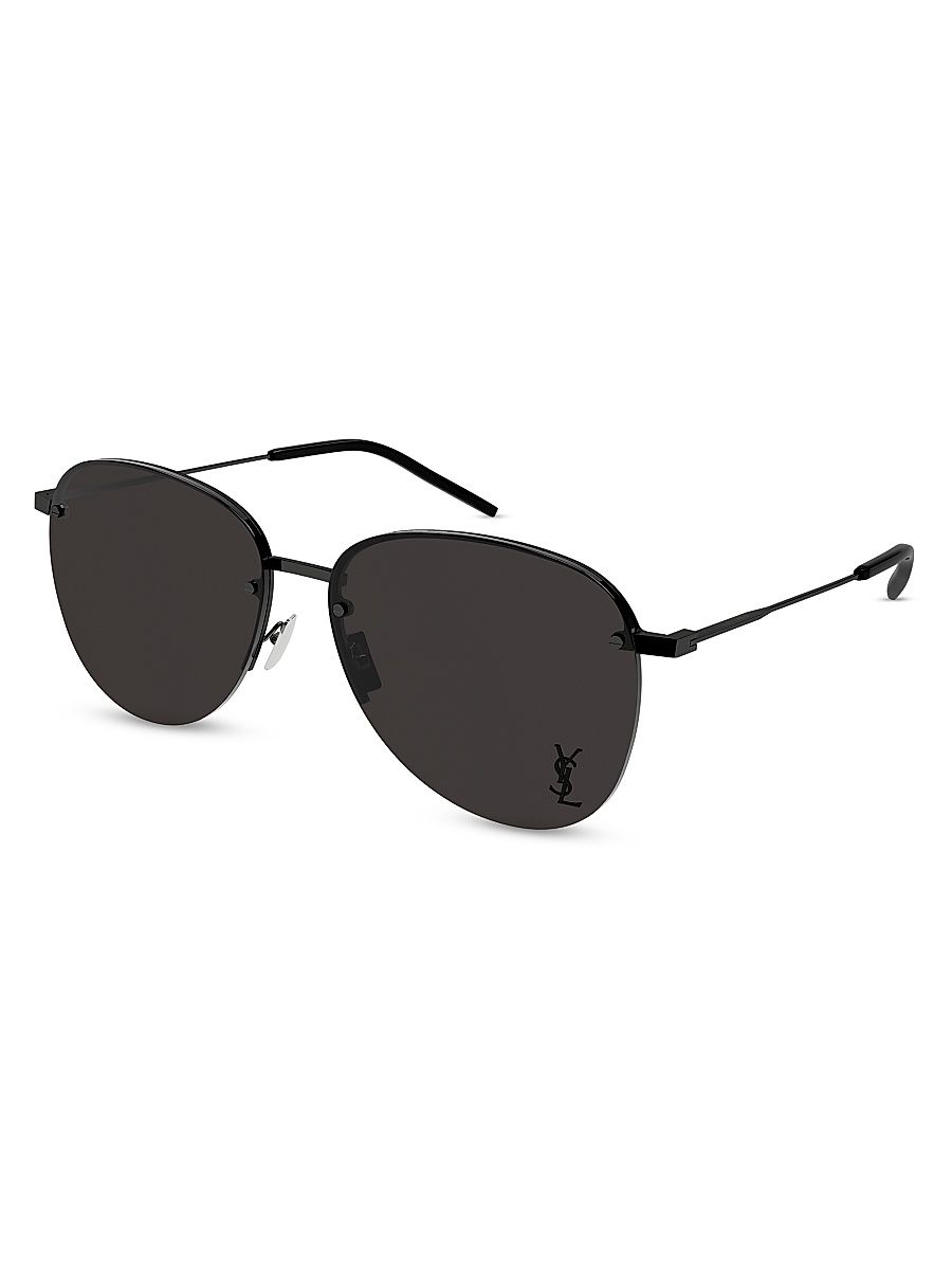 Men's Metal 61MM Navigator Sunglasses - Black