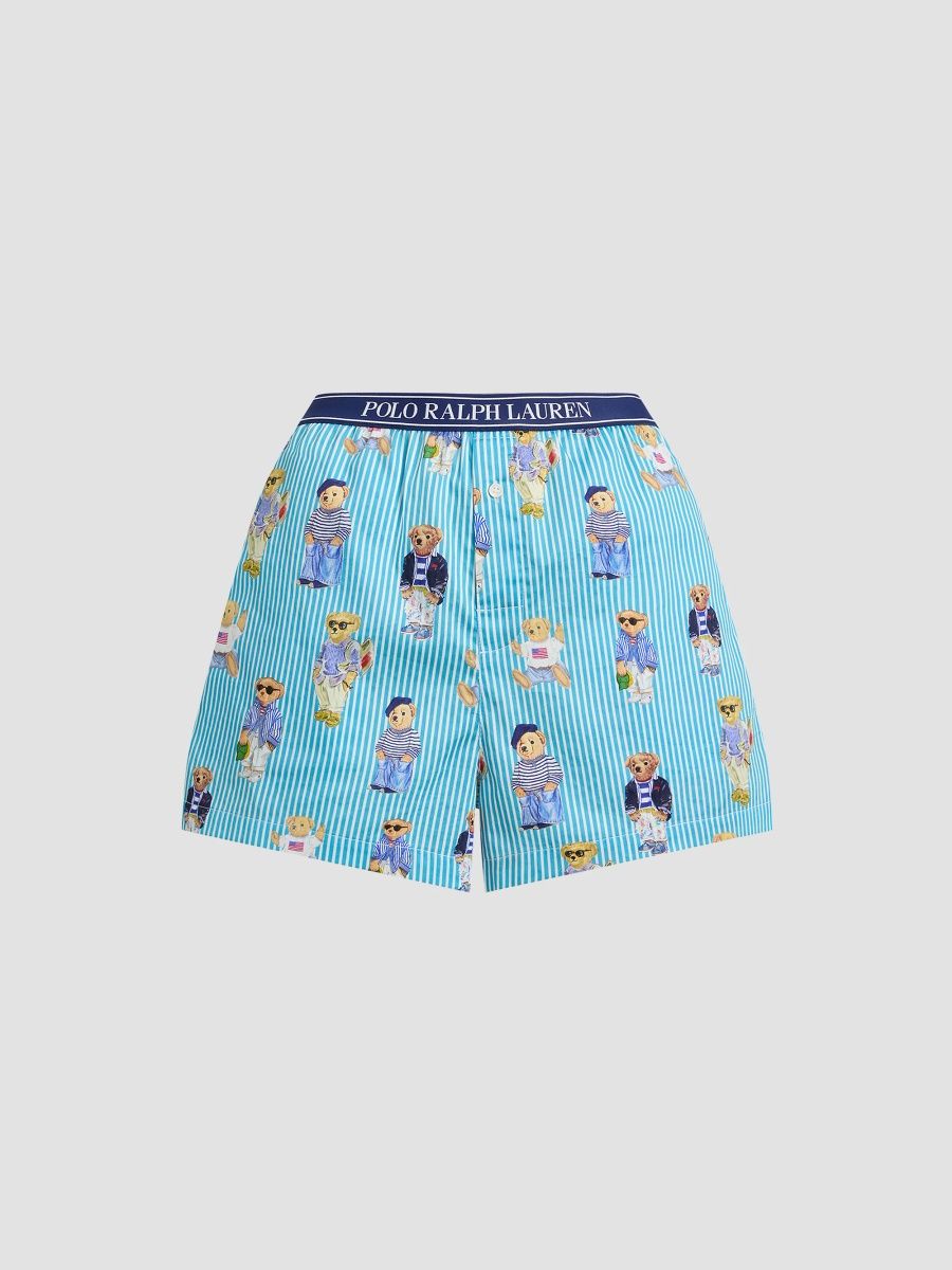 Polo Ralph Lauren Women's Allover Bear Sleep Boxers - Aqua Mist - Size XS