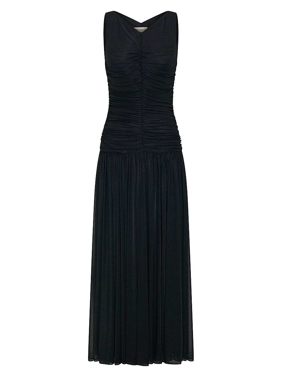 Women's Melia Ruched Maxi Dress - Black - Size 12