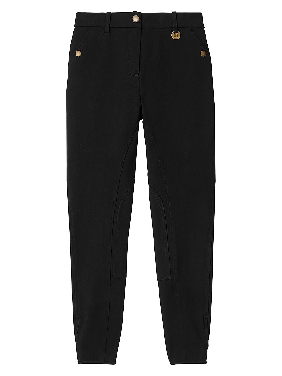 Women's Anne Herringbone Stretch-Cotton Slim-Fit Jodhpurs - Black - Size 12
