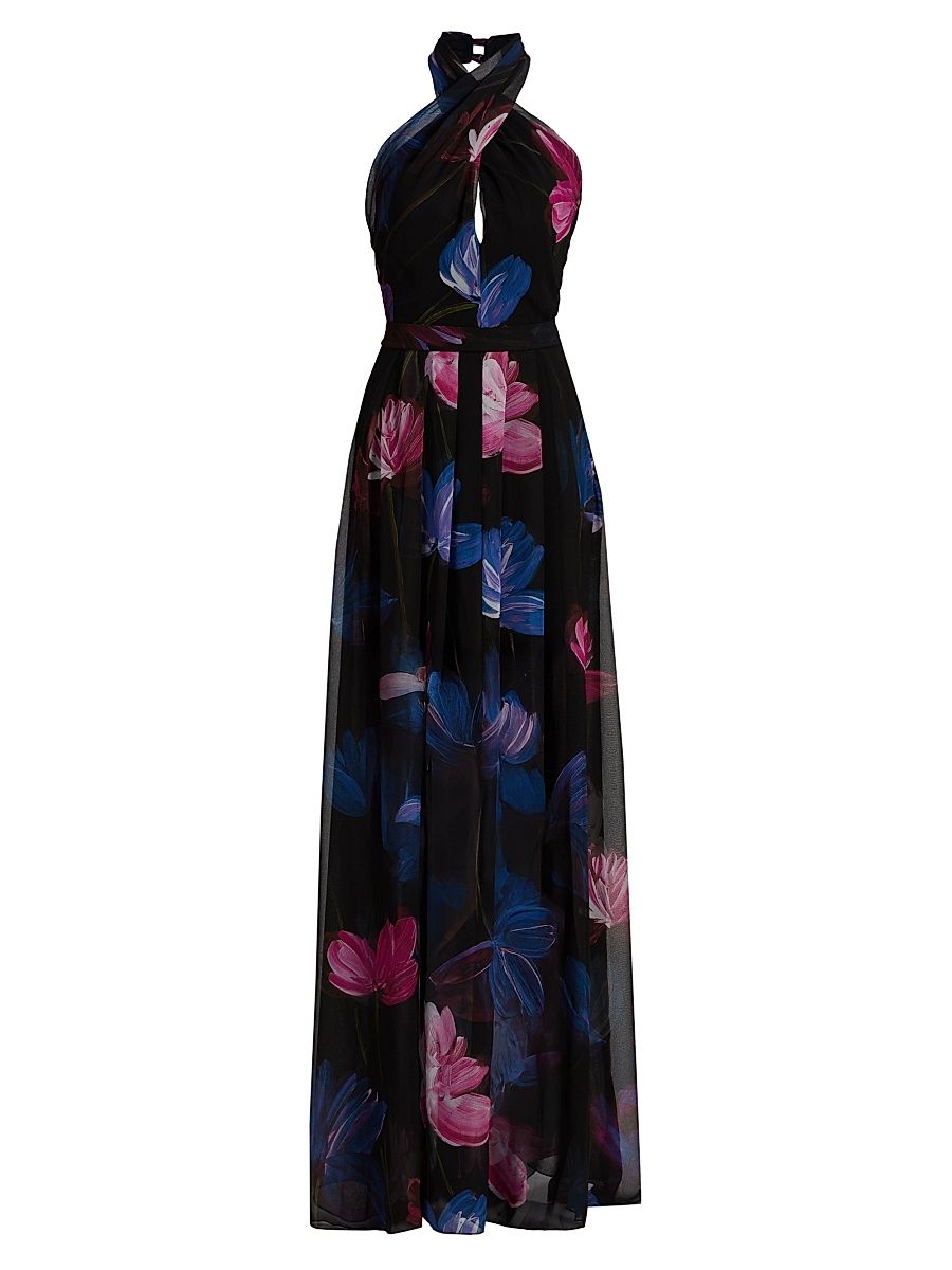 Women's Rorio Halterneck Georgette Gown - Donna Pink - Size 12