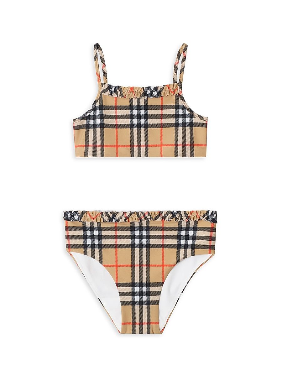 Little Girl's & Girl's Babette Frill Check Bikini - Sand - Size 8