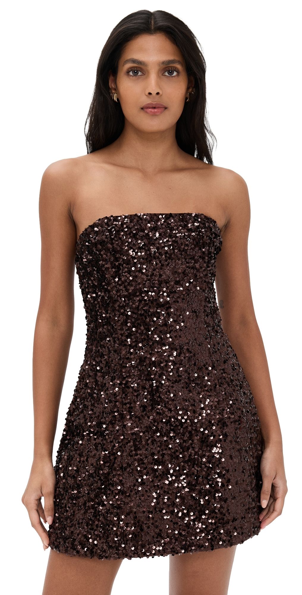 BARDOT Helene Sequin Mini Dress Chocolate 6