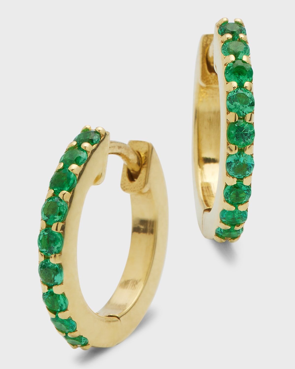 Small Emerald Huggie Earrings in 18K Gold