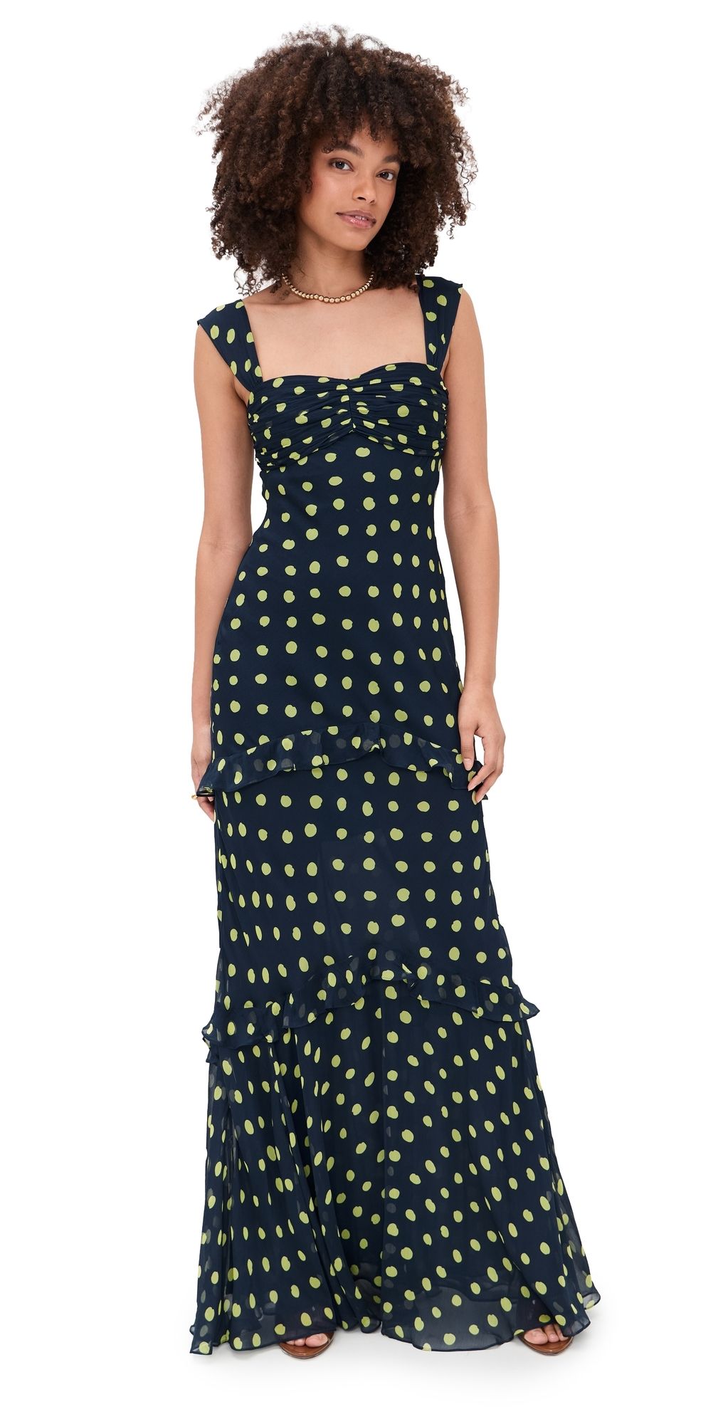 SALONI Selma Long Dress Polka Lemon 6
