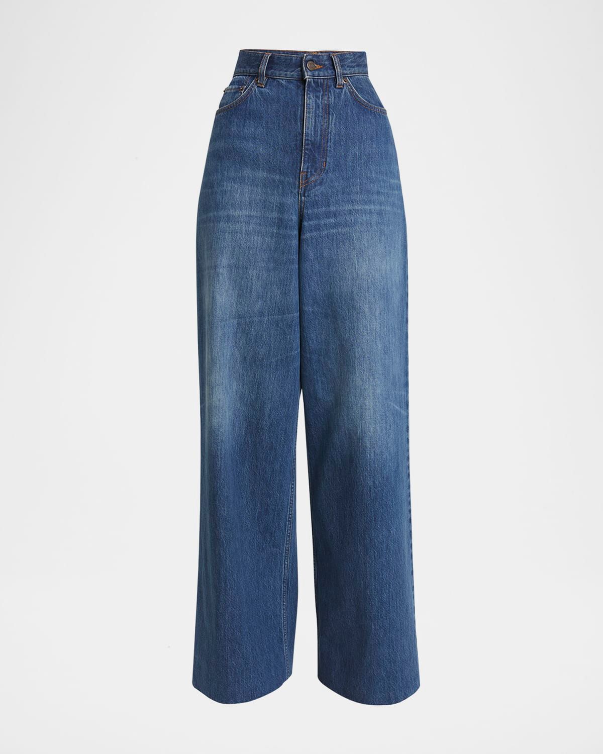Wide Leg Denim Trousers
