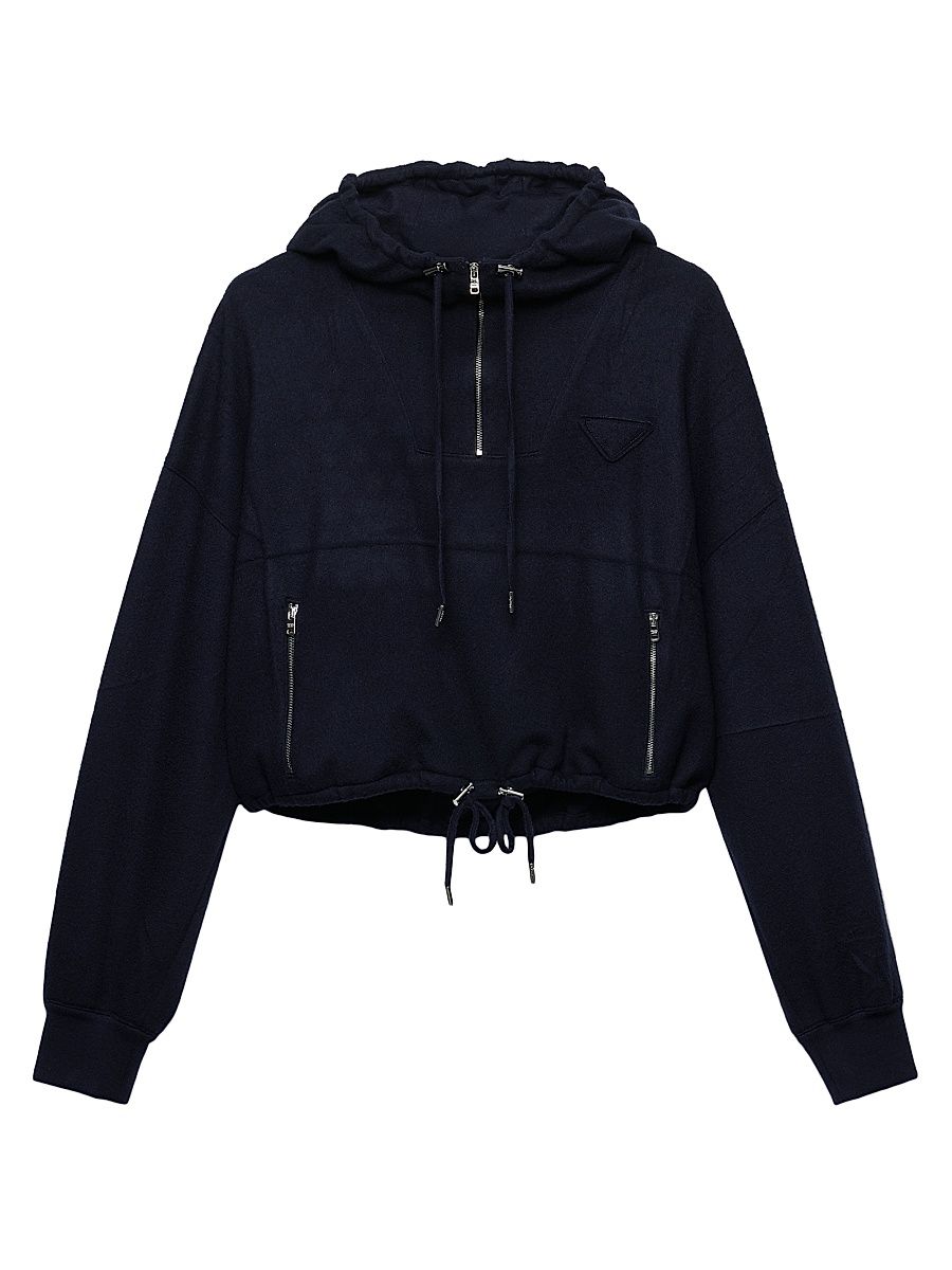 Women's Fleece and Jersey Hoodie - Blue - Size XS