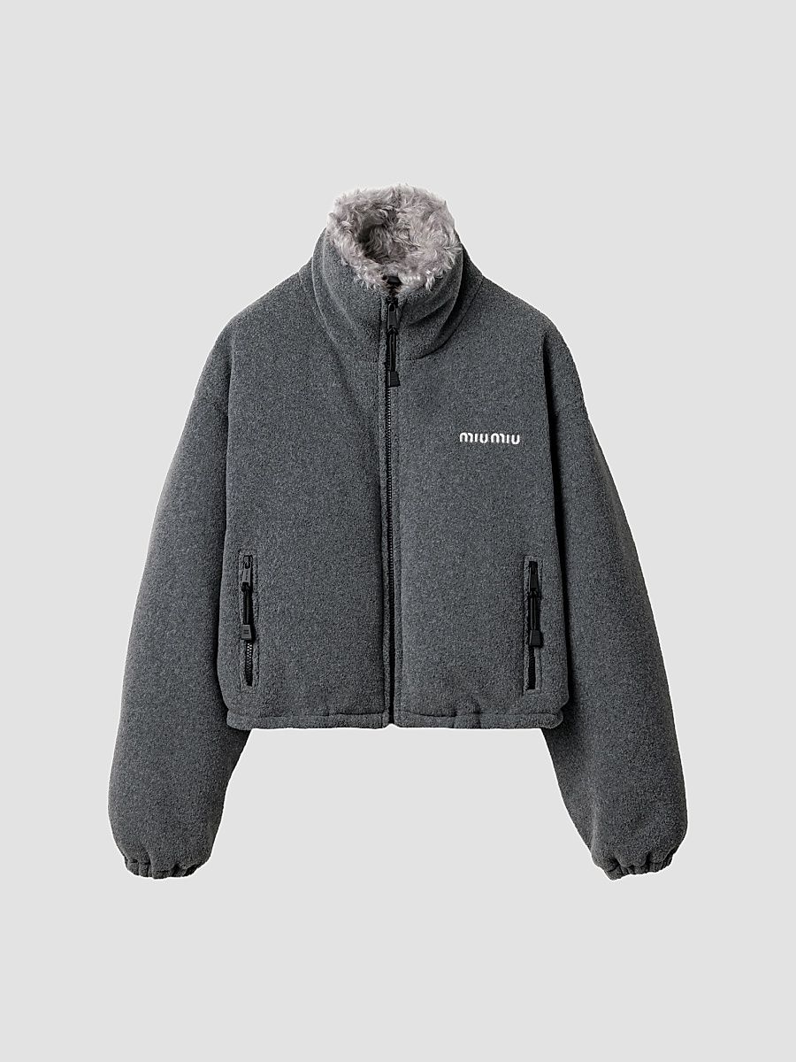 Women's Fleece Down Jacket - Grey - Size 8
