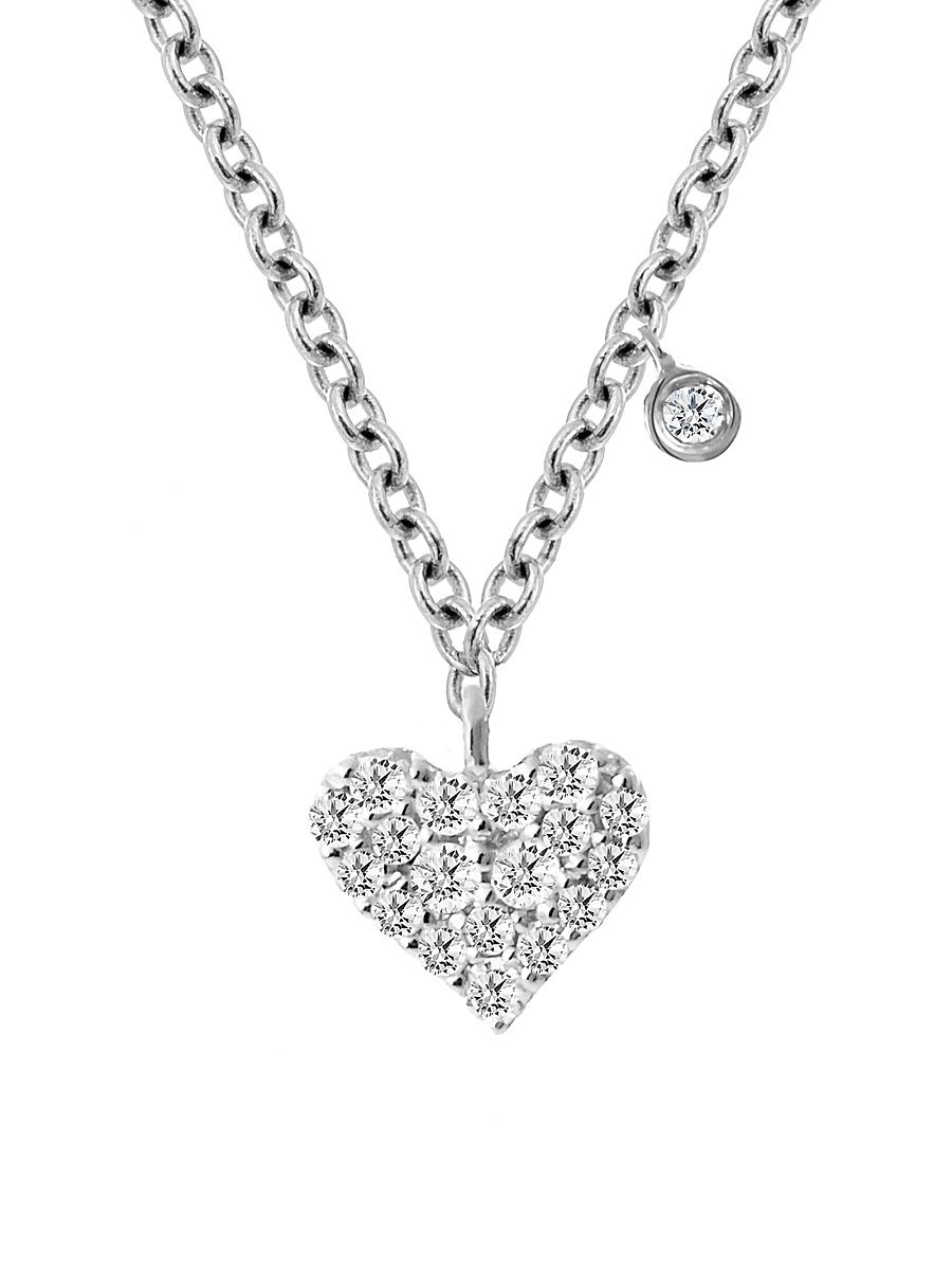 Women's 18K White Gold & 0.10 TCW Diamond Heart Pendant Necklace