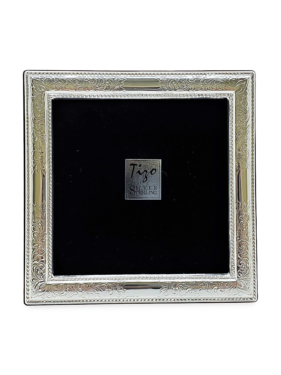 Sterling Silver Engraved Rope Frame - Silver - Size 5x5