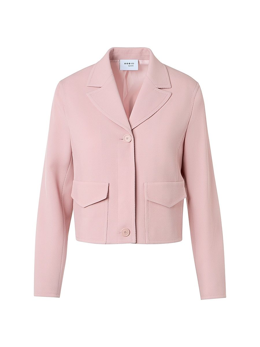 Women's Cropped Wool Jacket - Rose - Size 16