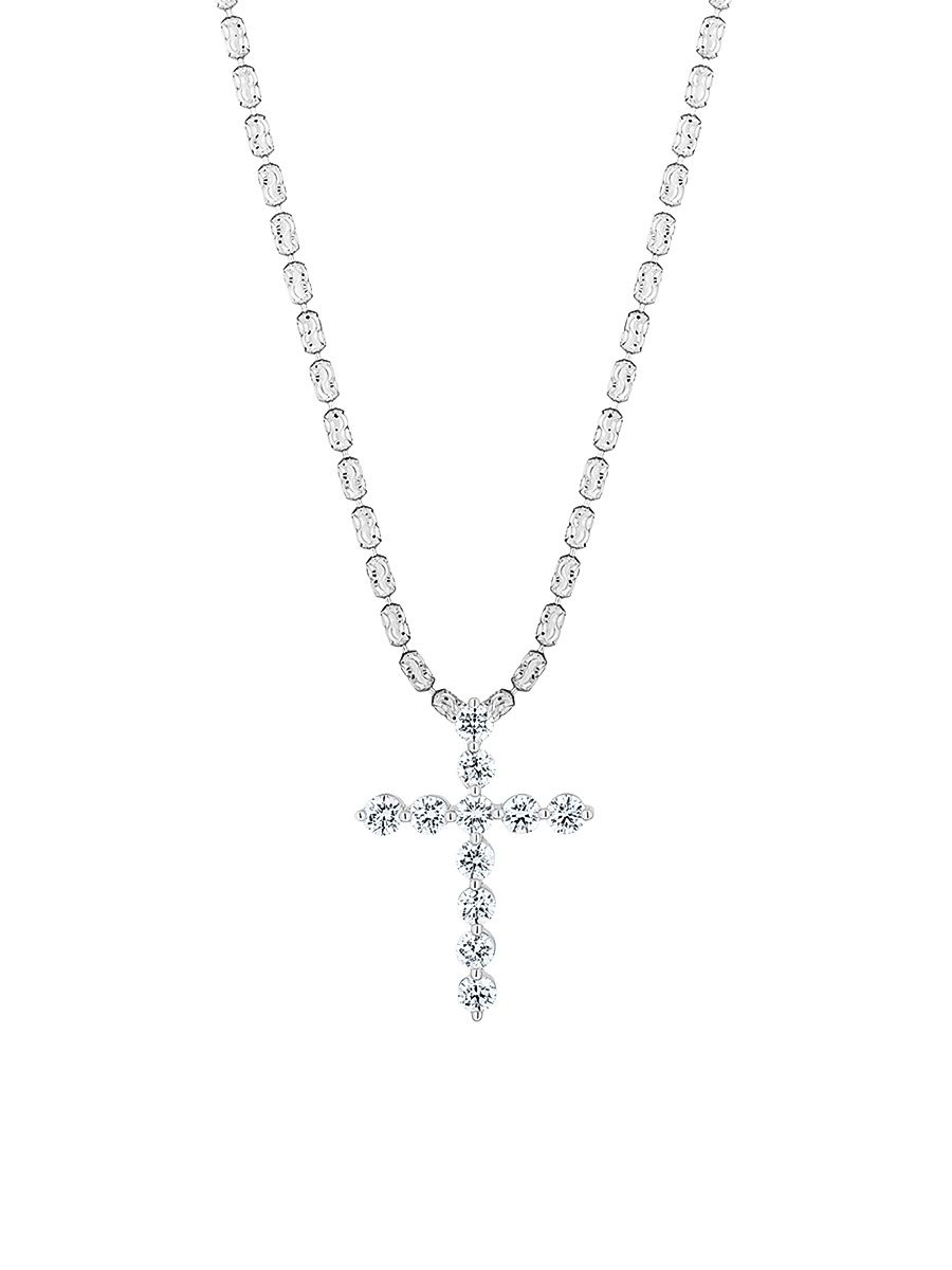 Women's 18K Gold & 1.16 TCW Diamond Cross Pendant Necklace - White Gold