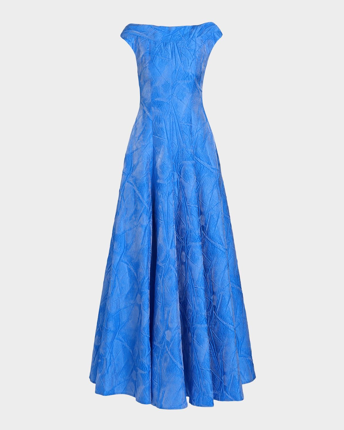Textured Faille Jacquard High-Neck Gown