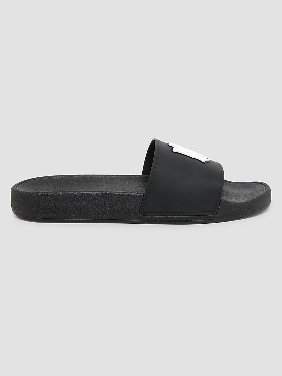 Men's MA Logo Pool Slides - Black - Size 7 Sandals