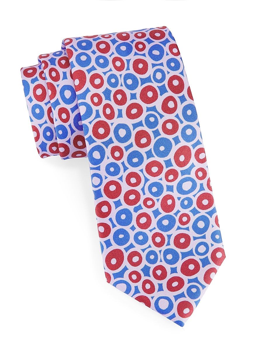 Men's Coffee Bean Silk Tie - Grey Blue Red