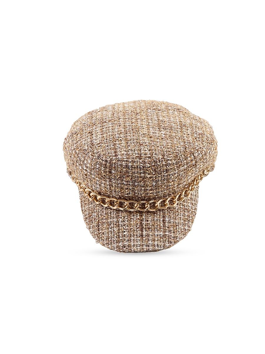 Women's Marina Tweed Newsboy Cap - Camel Gold