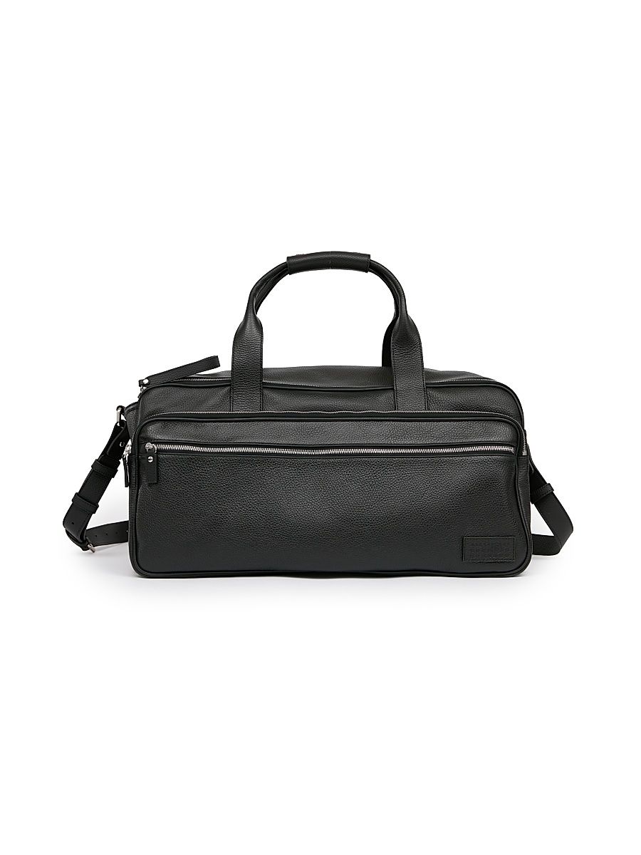 Men's Leather Duffle Bag - Black