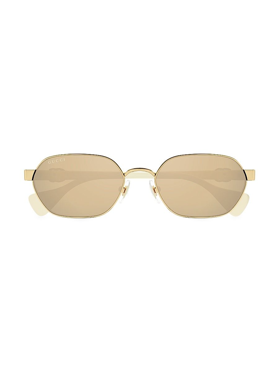 Women's Mini Running 56MM Oval Sunglasses - Gold Ivory Yellow