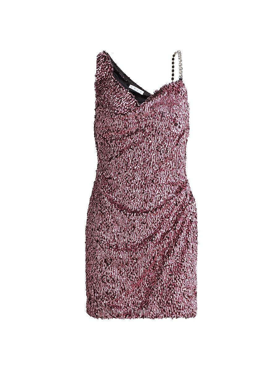 Women's Crystal-Strap Sequin Minidress - Metallic Rose - Size 12
