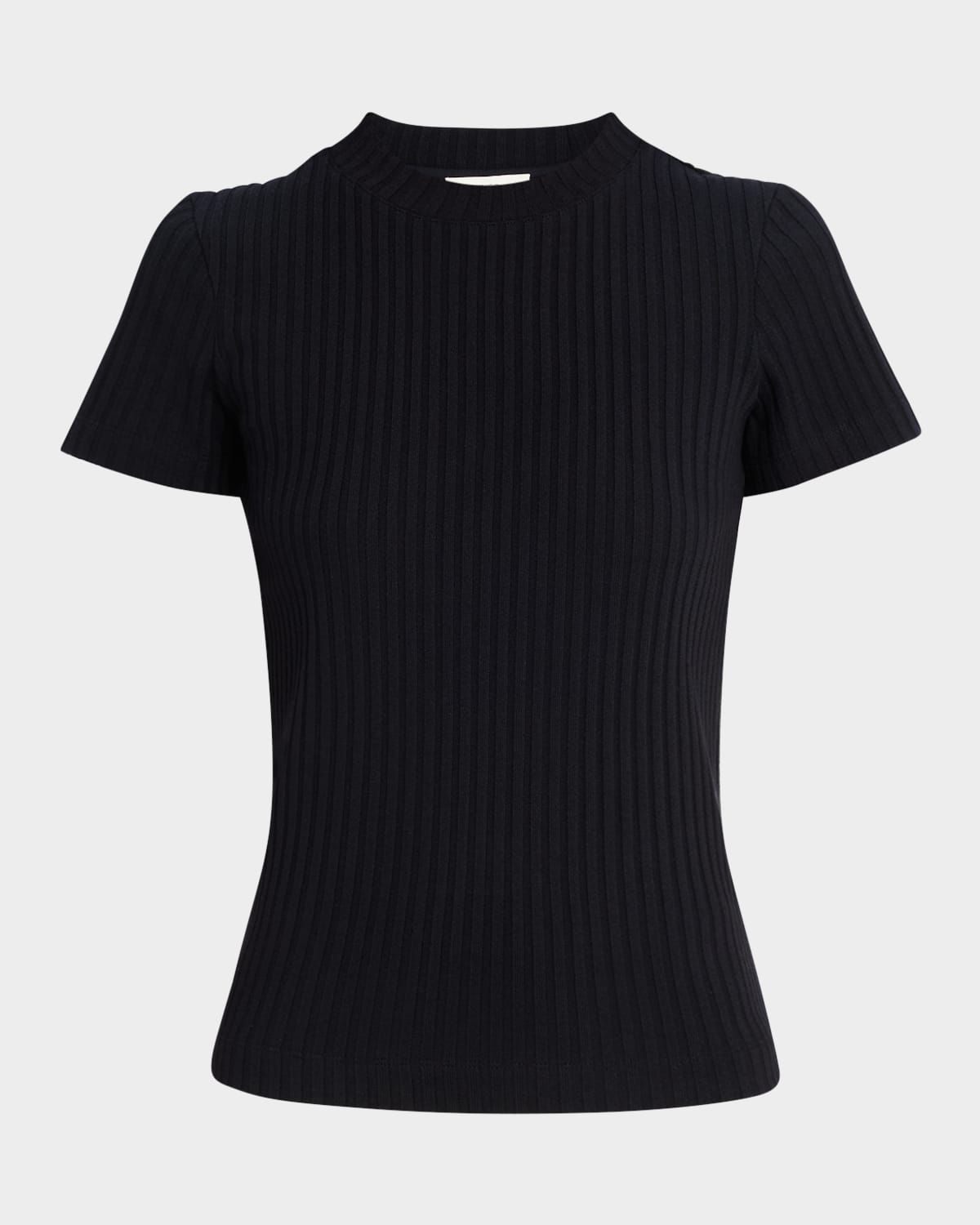 Ribbed Short-Sleeve Crewneck Top