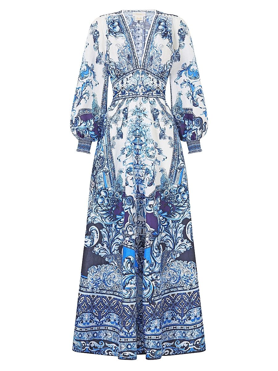 Women's A Tiled Wonderland Printed Button-Front Maxi Dress - A Tiled Wonderland - Size Small