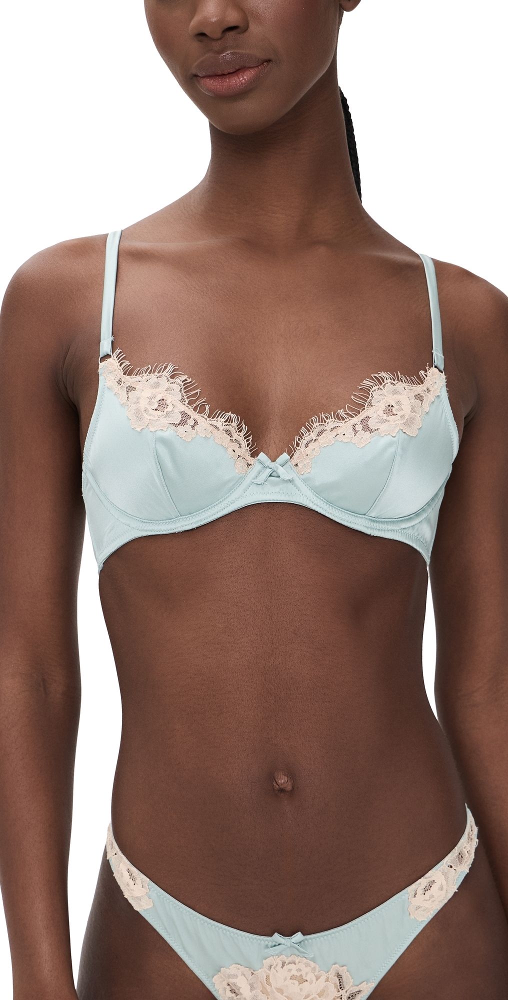 Fleur du Mal Juliet Lace Demi Bra Frosted Mint 32DD