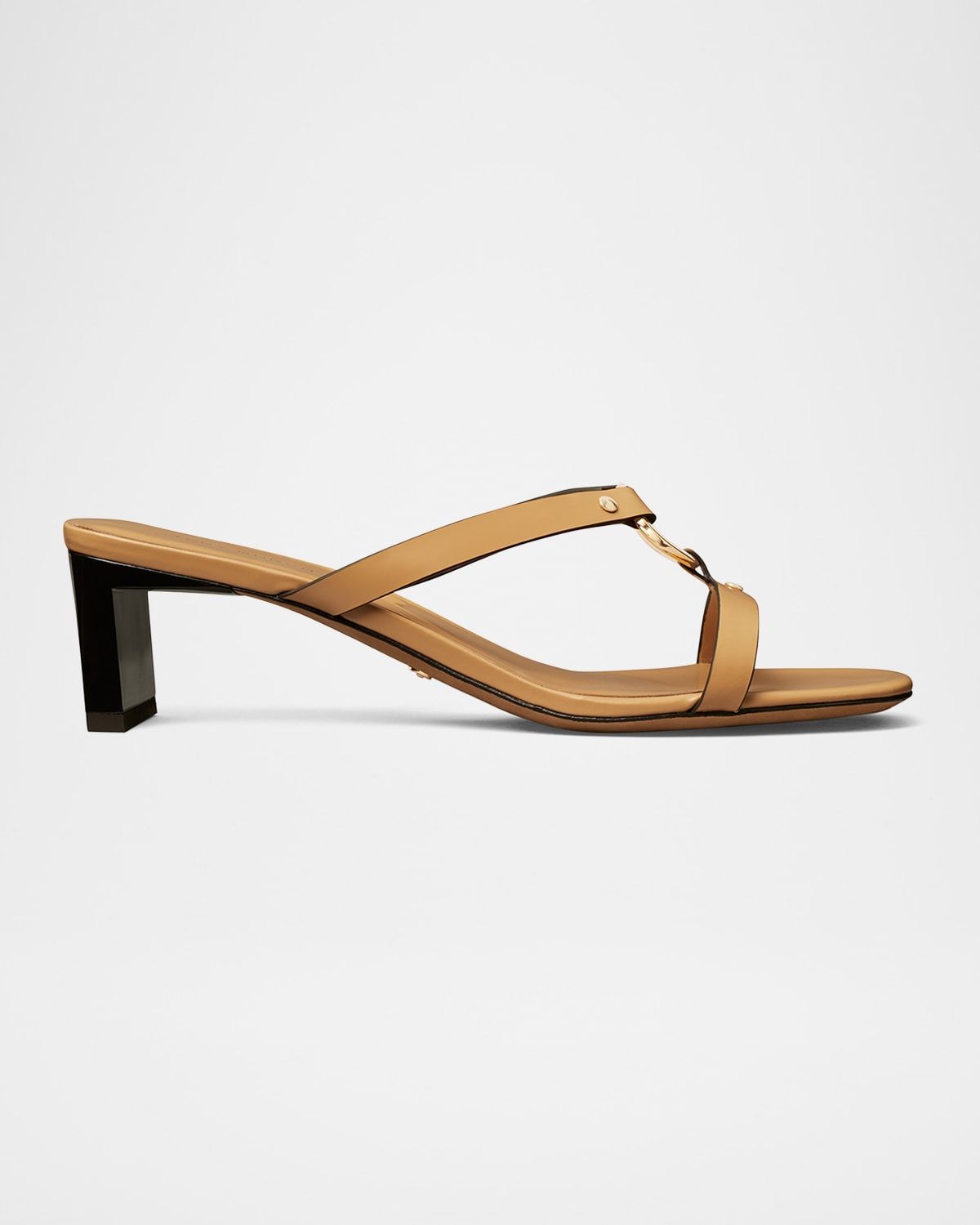 Leather Ring Heeled Slide Sandals