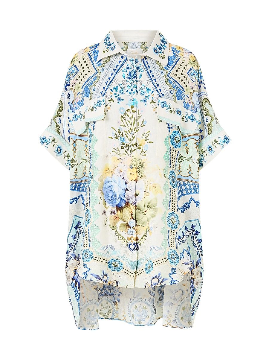 Women's Oversized Linen Tunic Dress - Size Medium